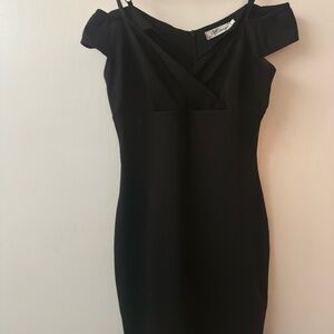 VfEmage Black Off-Shoulder Mini Dress